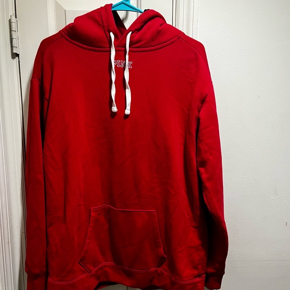 Pink VS sweatshirt with silver sequins and hoodie w/ Sherpa inside the hoodie - Picture 9 of 12